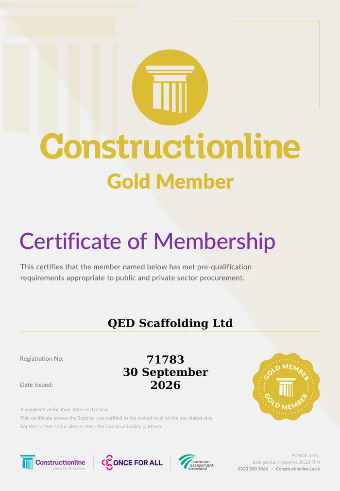 Constructionline Gold member certificate